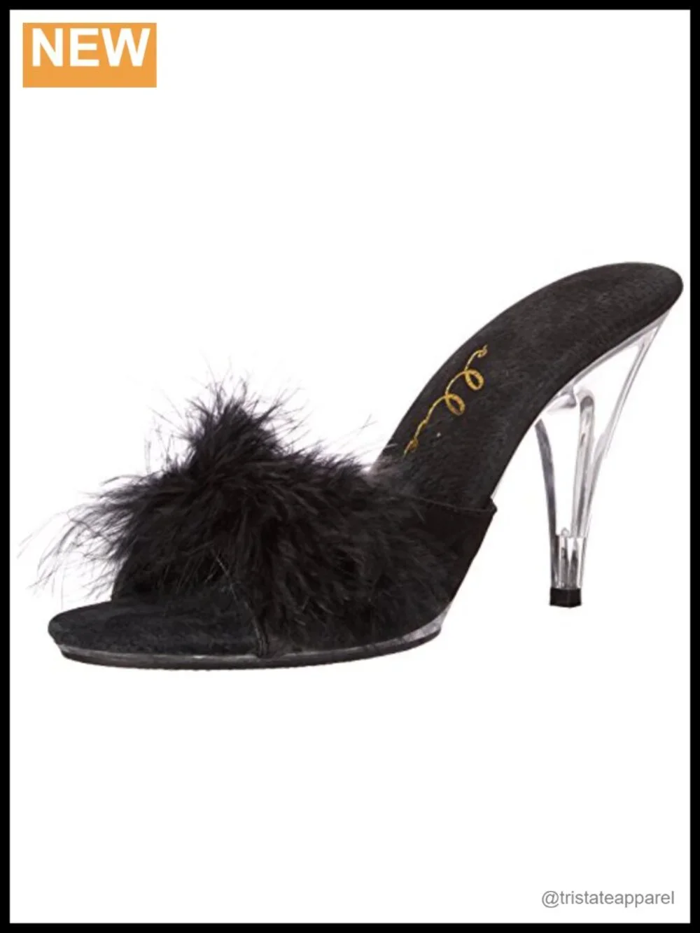 Platform Sandals with 4in Heel and Marabou Detail